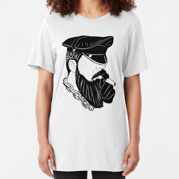 Smoking leather Daddy Dom black lines Slim Fit T-Shirt