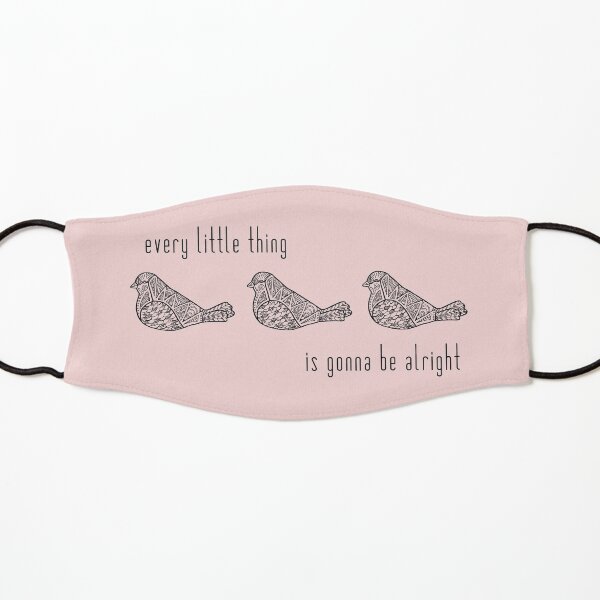 Three Little Birds : Black on Pink Kids Mask