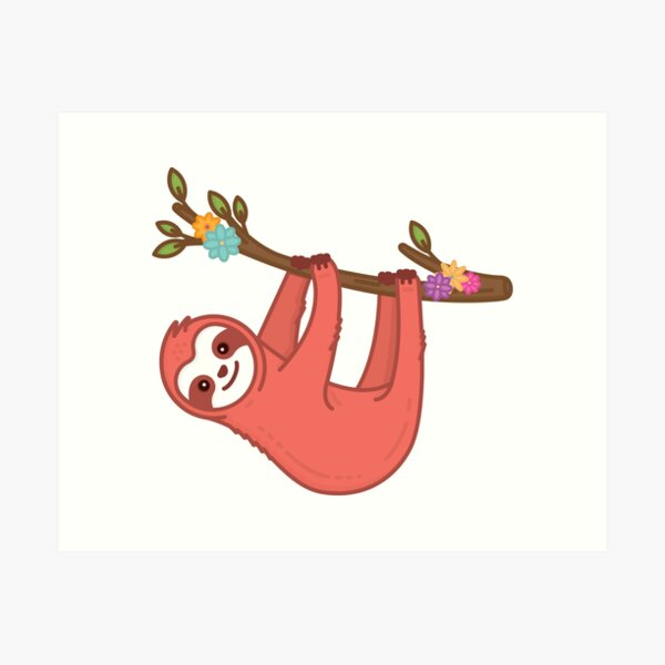 Coral Sloth Art Print