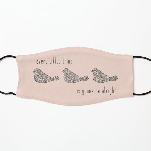 Three Little Birds : Black on Peach Kids Mask