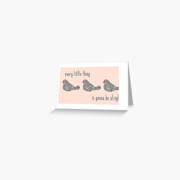Three Little Birds : Black on Peach Greeting Card