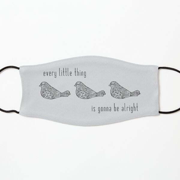 Three Little Birds : Black on Gray Kids Mask