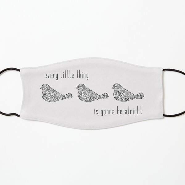 Three Little Birds : Black on White Kids Mask