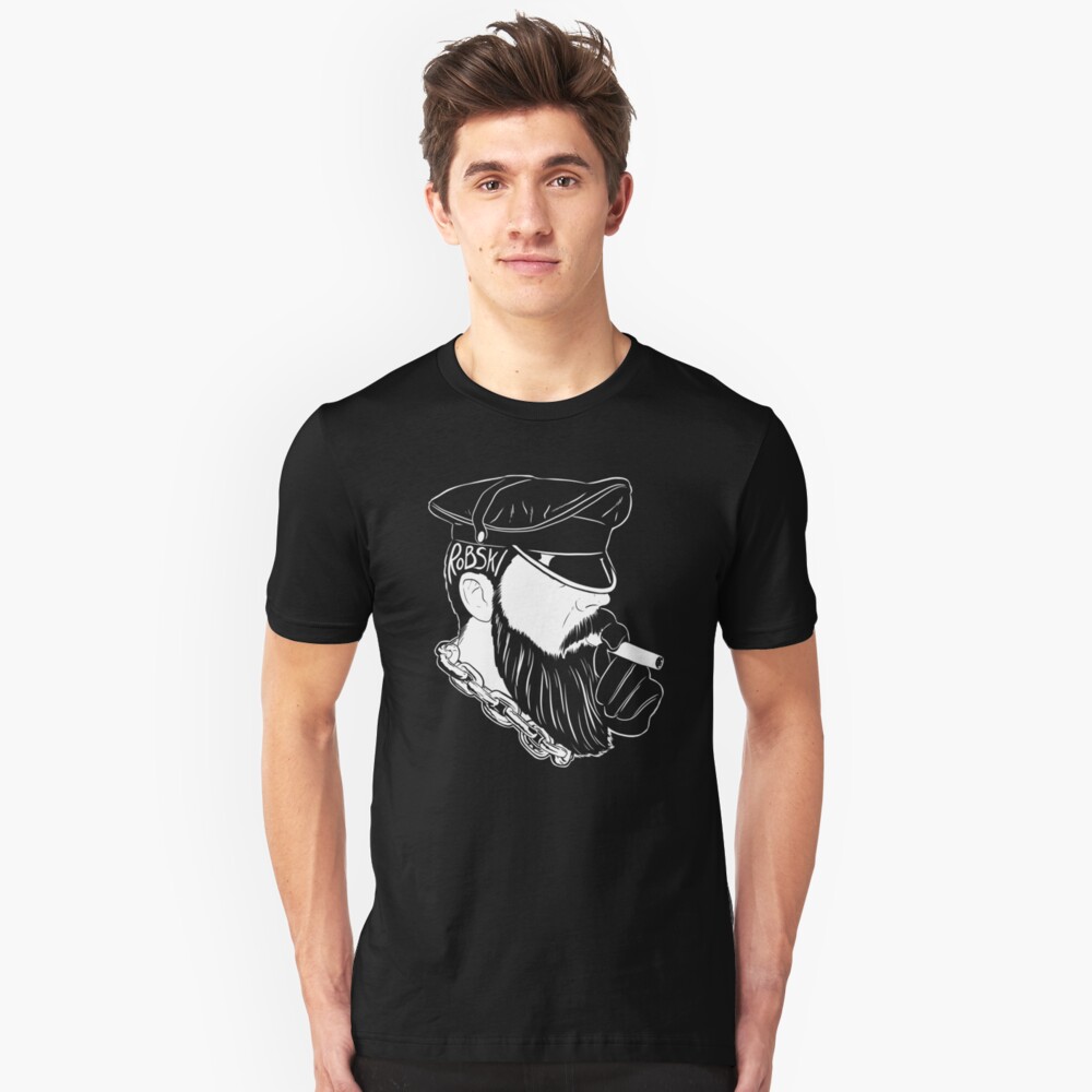 Smoking leather Daddy Dom white lines Slim Fit T-Shirt