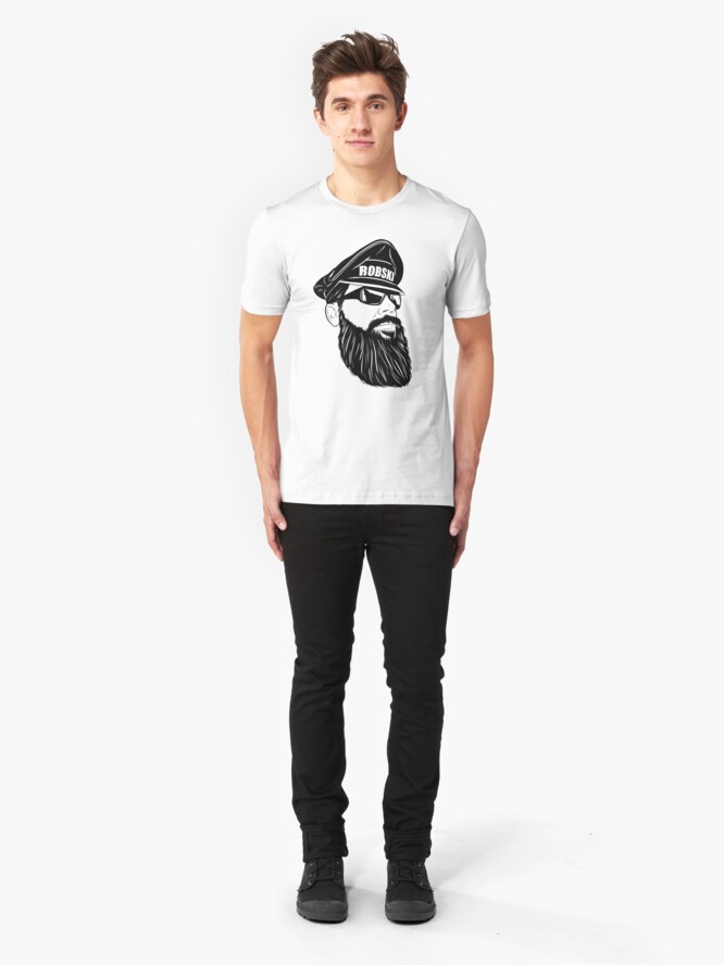 Alternate view of Leather Daddy Dom black lines Slim Fit T-Shirt