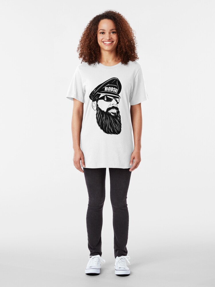 Alternate view of Leather Daddy Dom black lines Slim Fit T-Shirt