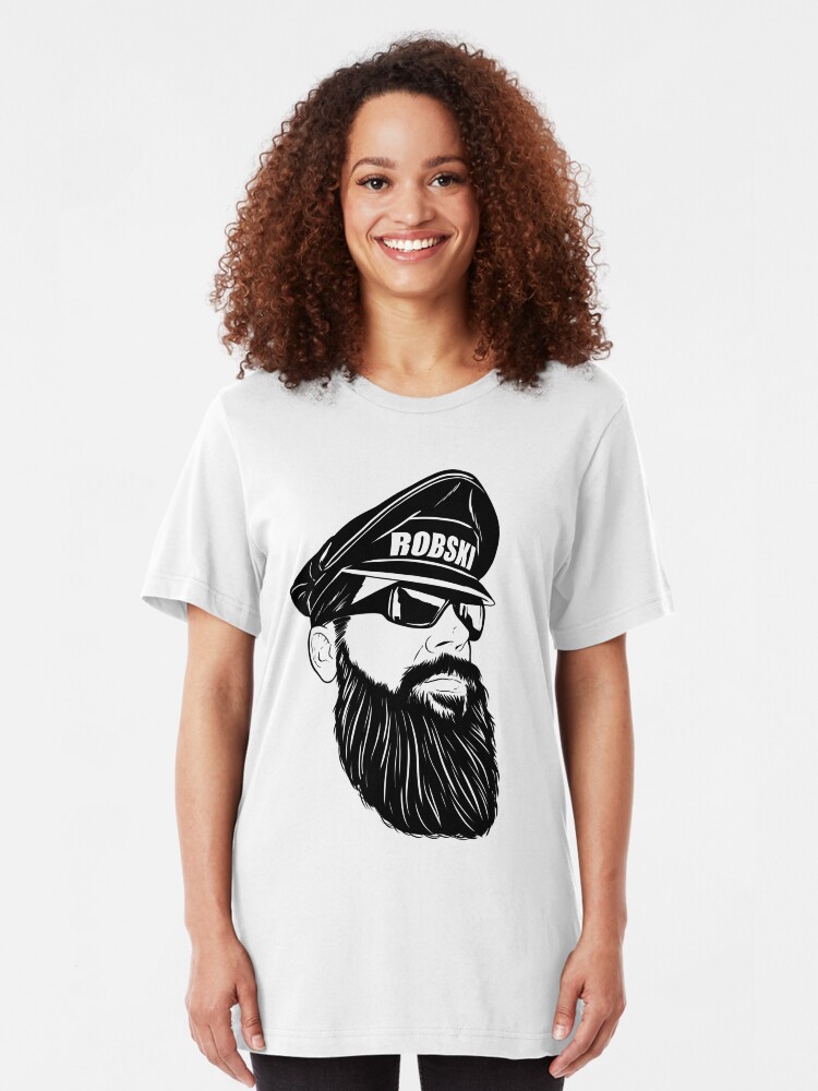 Alternate view of Leather Daddy Dom black lines Slim Fit T-Shirt
