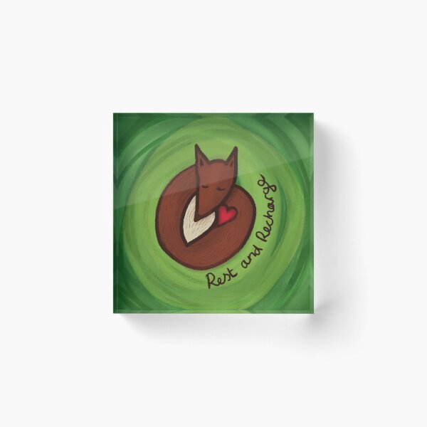 Rest and Recharge Fox Acrylic Block