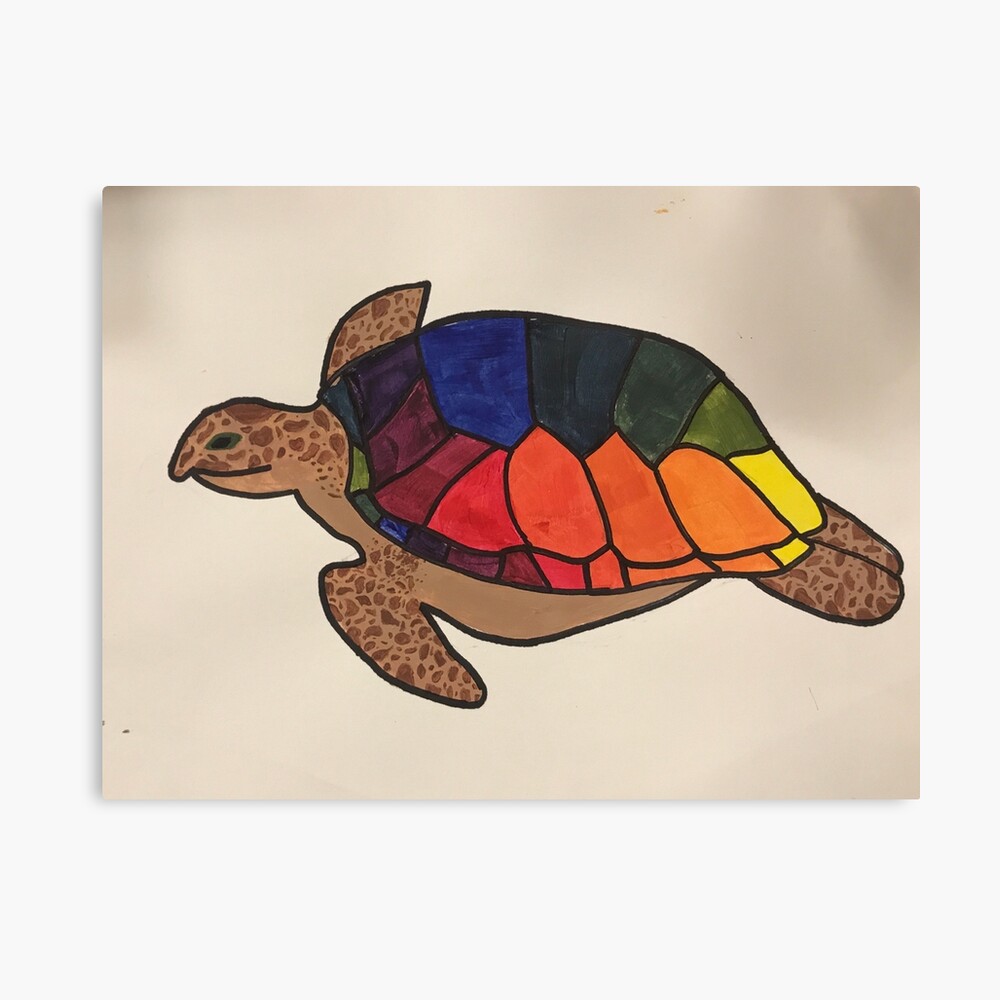 Karmakara Sea Creature Turtle Color - Fine Art Print on Fine Art Canvas  Stretched Gallery Wrap Style