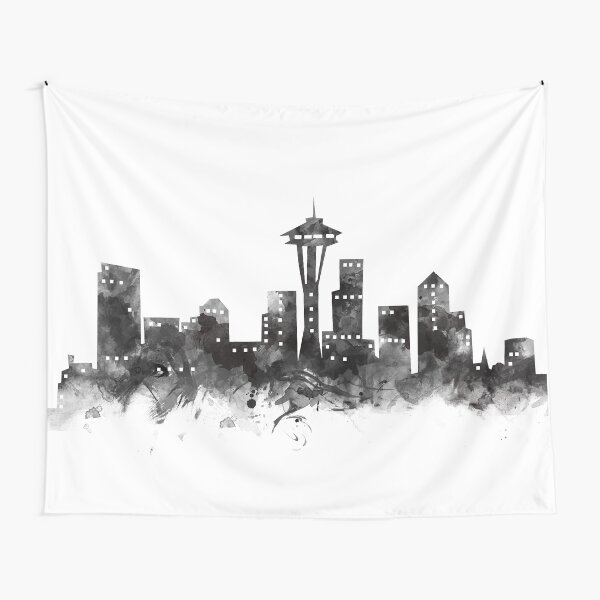 "Seattle Skyline" Tapestry by MonnPrint Redbubble