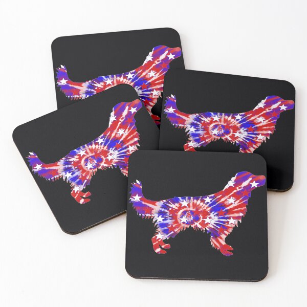 Item preview, Red White and Blue Stars 4th Of July Patriotic Tie Dye Golden Retriever Dog designed and sold by pcreations.