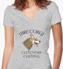 DireCorgi Women's Fitted V-Neck T-Shirt