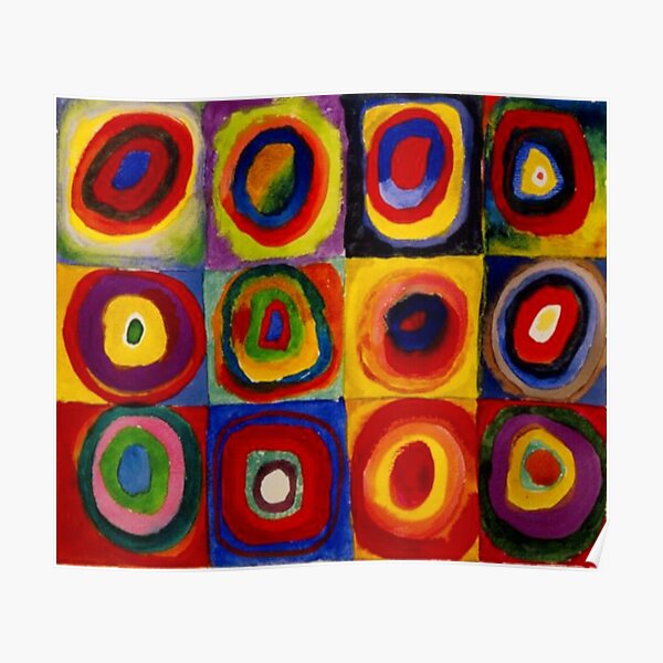 Kandinsky - "Squares with Concentric Circles" | "Kandinsky Color Study" Poster