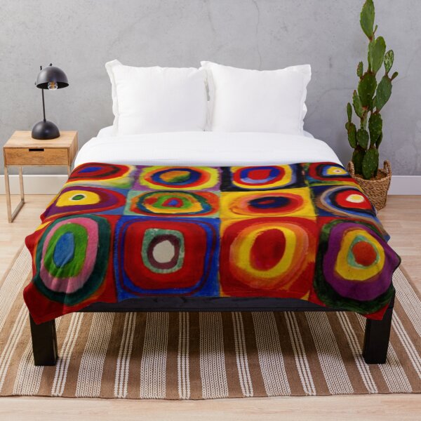 Kandinsky - "Squares with Concentric Circles" | "Kandinsky Color Study" Throw Blanket