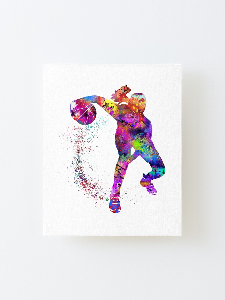 Alternate view of Basketball girl, watercolor basketball girl Mounted Print
