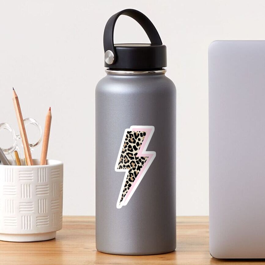 Pink and Cheetah Lightning Bolt Sticker