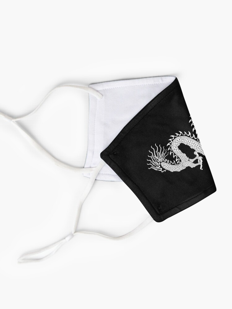 Alternate view of Black and White Dragon Mask