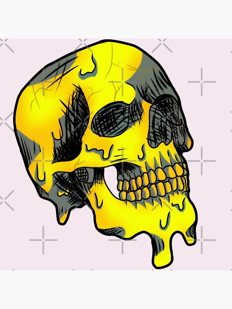 "Yellow melting skull" Poster by lmnopcreations Redbubble