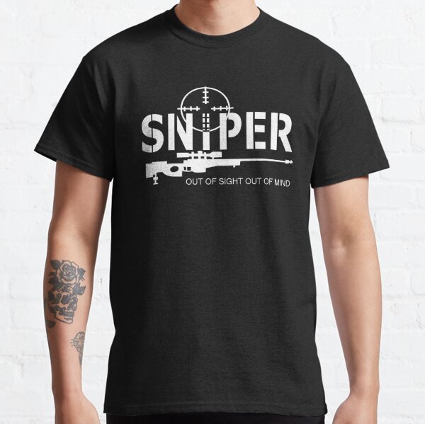 SNIPER T-SHIRT OUT OF SIGHT OUT OF MIND MENS S-2XL ARMY SHOOTING PAINTBALL GREEN 