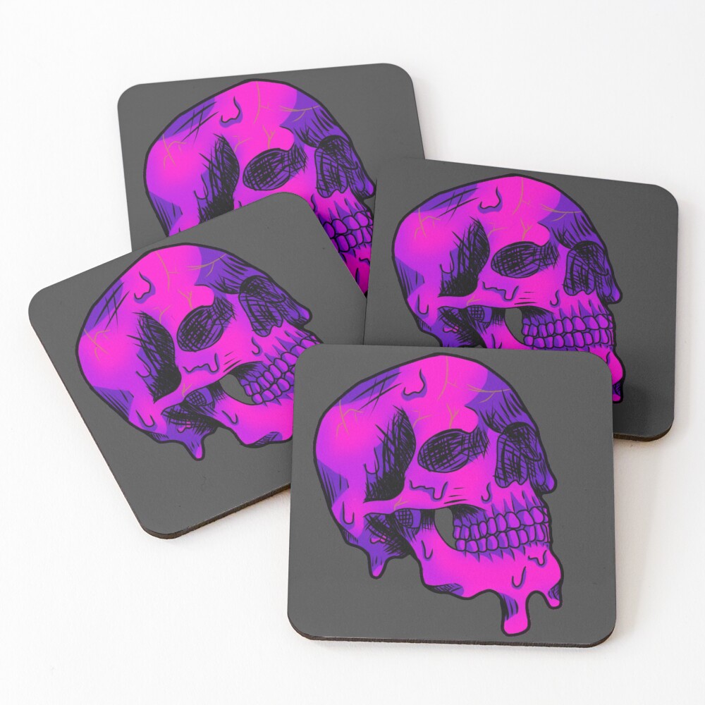 "Pink melting skull" Coasters (Set of 4) for Sale by lmnopcreations