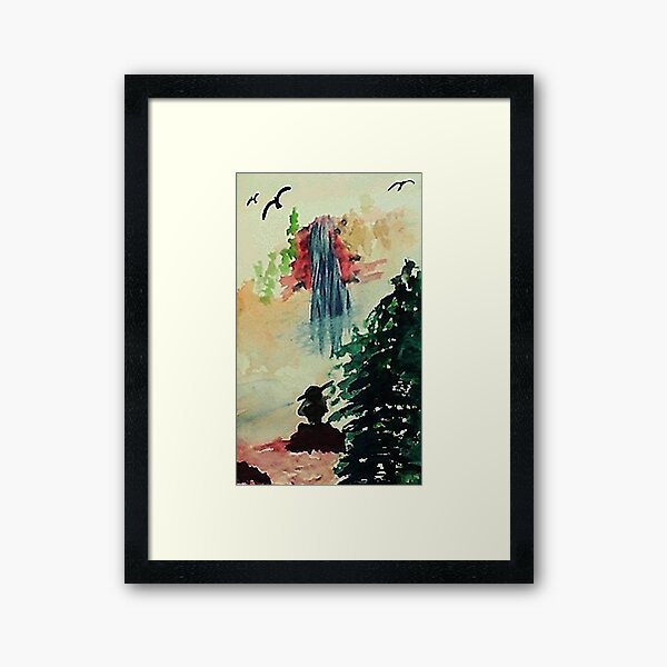 Alone in thought, watercolor Framed Art Print