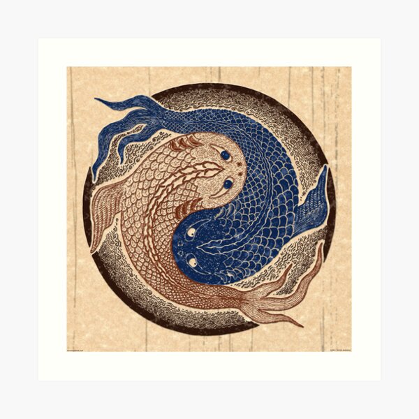 yin yang fish, shuiwudao mandala Art Print