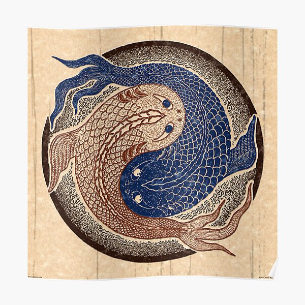 yin yang fish, shuiwudao mandala Poster