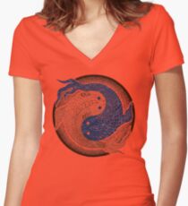 Yin Yang Fisch, Shuiwudao Mandala Shirt mit V-Ausschnitt