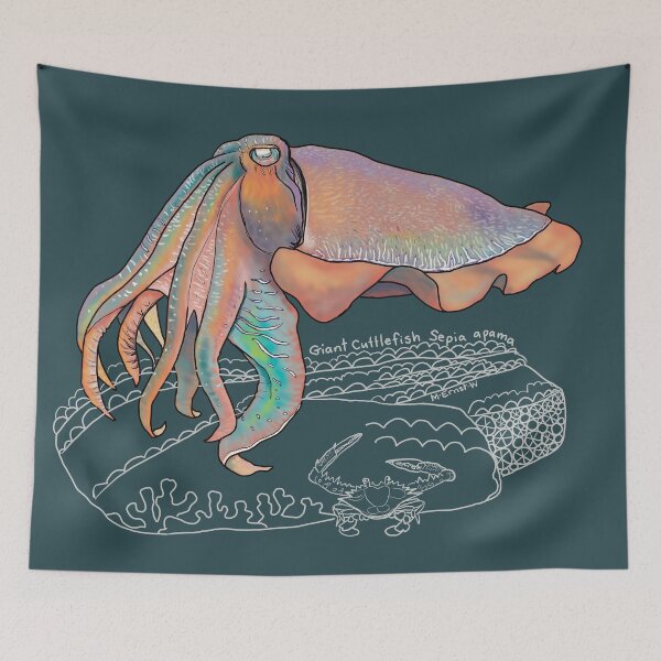 Item preview, Cuttlefish Doodle-dark background designed and sold by mernstw.