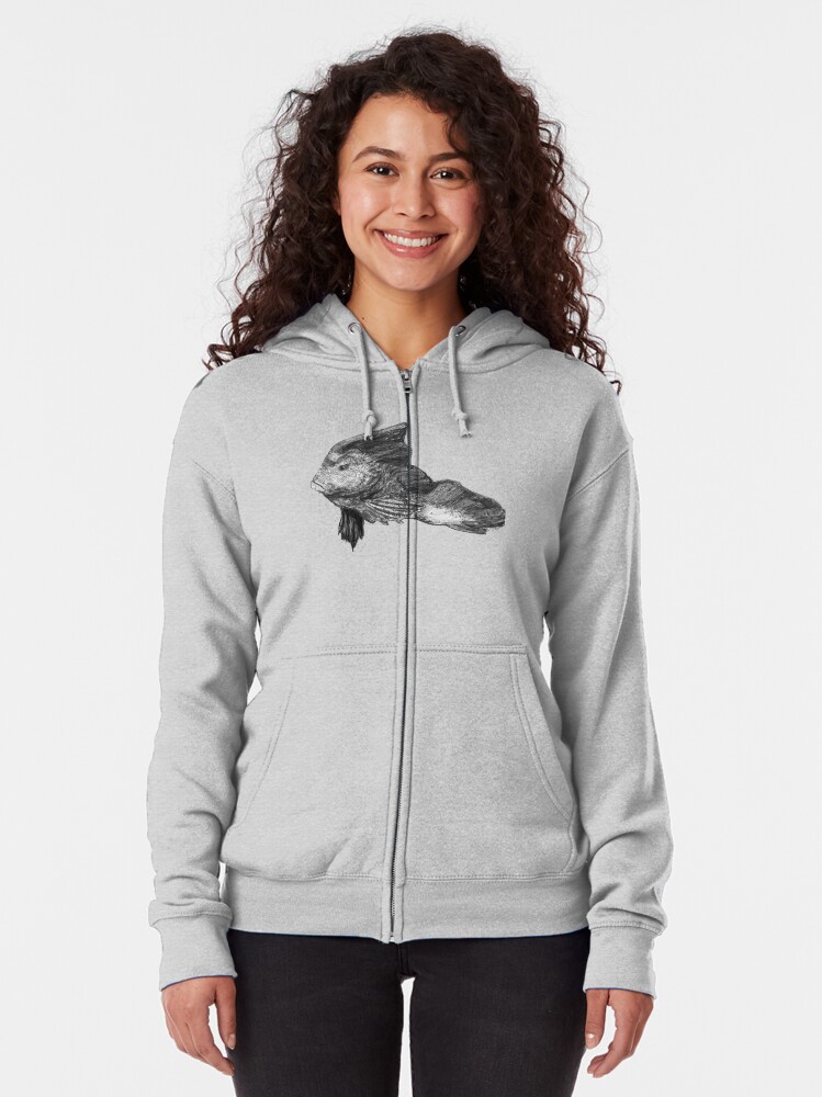 Alternate view of Paulina the Red Indian Fish Zipped Hoodie