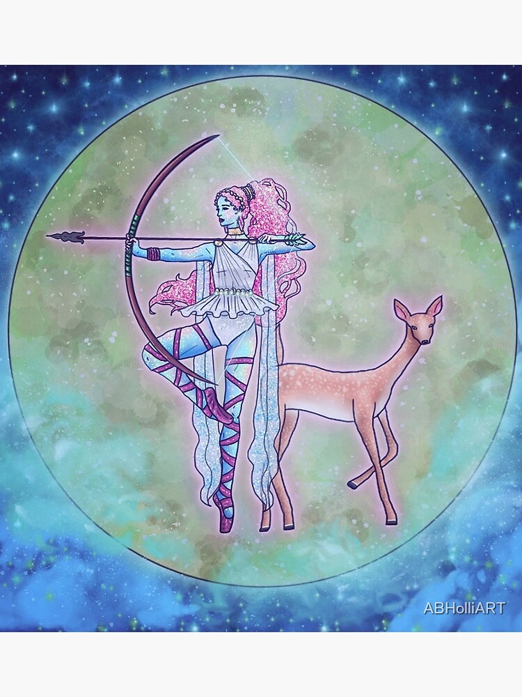 "Artemis Greek Goddess Moon Illustration" Poster for Sale by ABHolliART