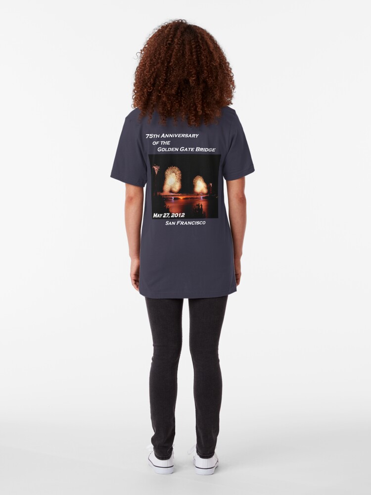 Alternate view of Fireworks - 75th Anniversary of the Golden Gate Bridge Slim Fit T-Shirt