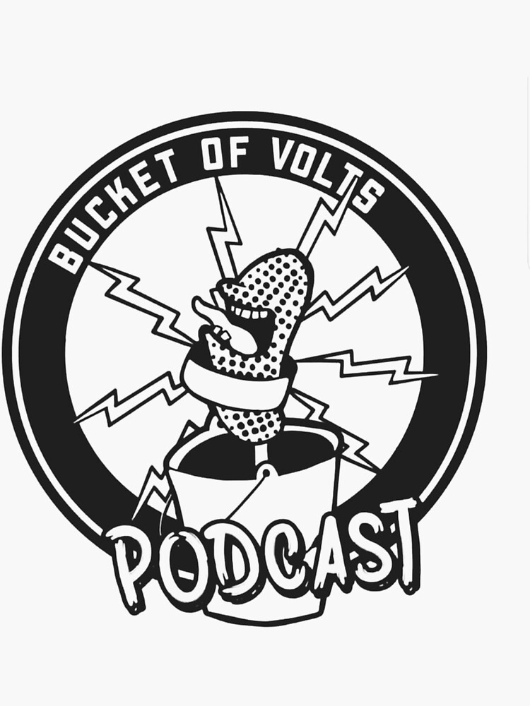 "bucket of volts classic logo blk n wht" Sticker for Sale by HacknStack