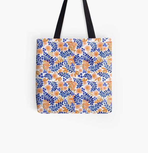 Blueberry and Peach All Over Print Tote Bag