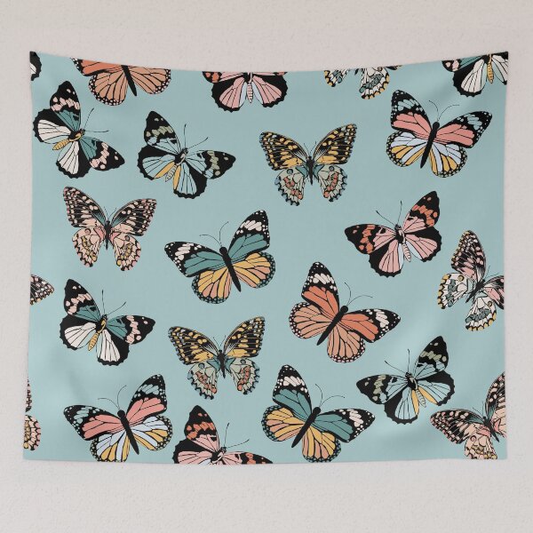 Aperçu de l'œuvre You Give Me Butterflies - Pattern - Light Blue créée et vendue par hellocando.