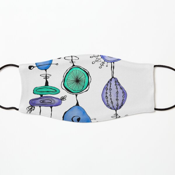 Organic Midcentury Modern Flair Blue/Green Kids Mask