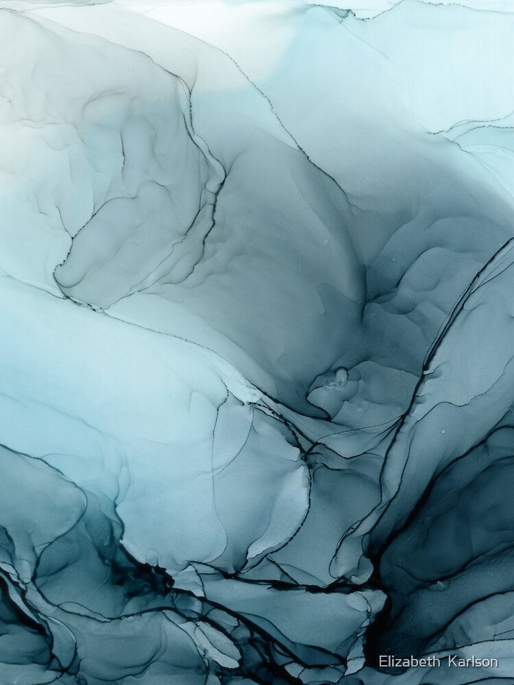 Blue Ocean Fog Abstract Gradient Painting by LSchulz19
