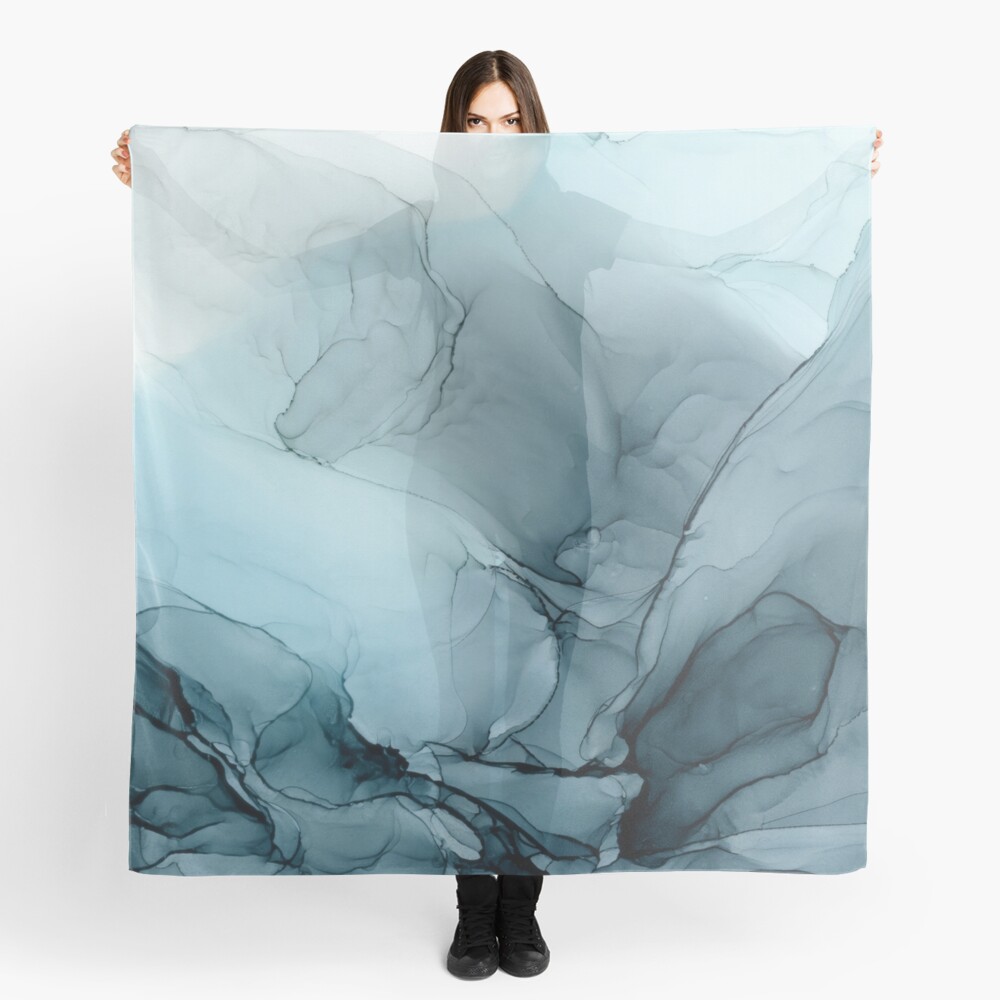 Blue Ocean Fog Abstract Gradient Painting Scarf