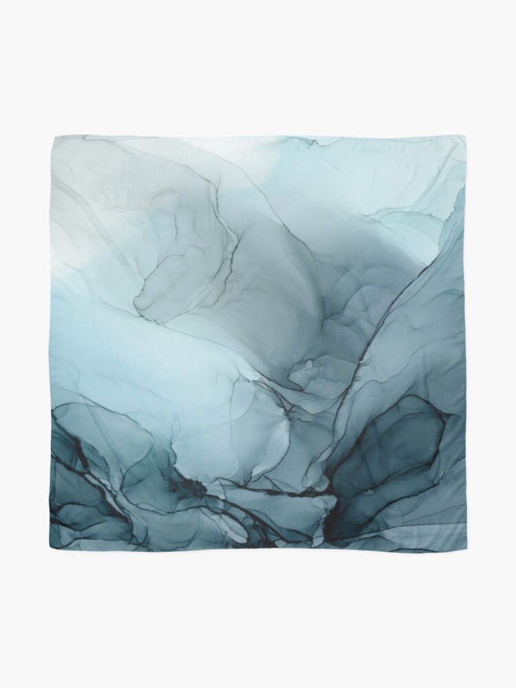 Alternate view of Blue Ocean Fog Abstract Gradient Painting Scarf