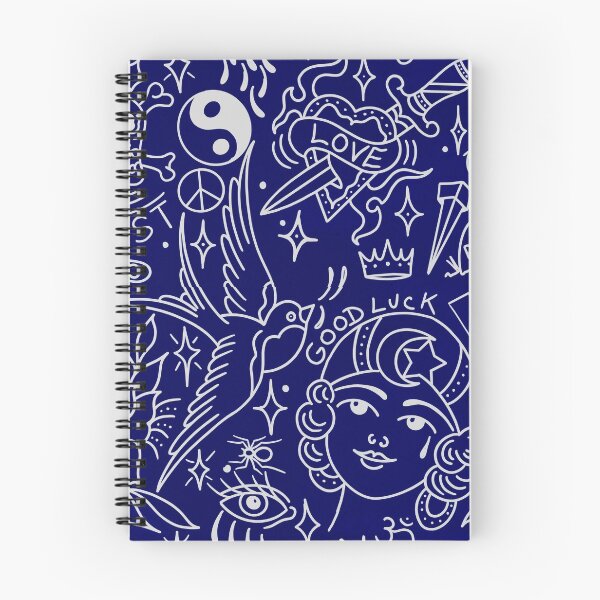 Item preview, Traditional Tattoo flash blue pattern girl, dagger, skull, rose designed and sold by SuburbanStoic.