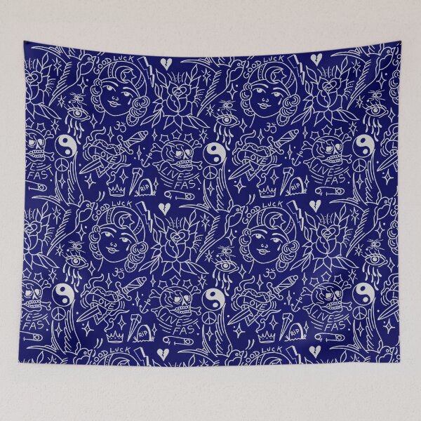 Item preview, Tatuaje tradicional flash modelo azul niña, daga, calavera, rosa designed and sold by SuburbanStoic.
