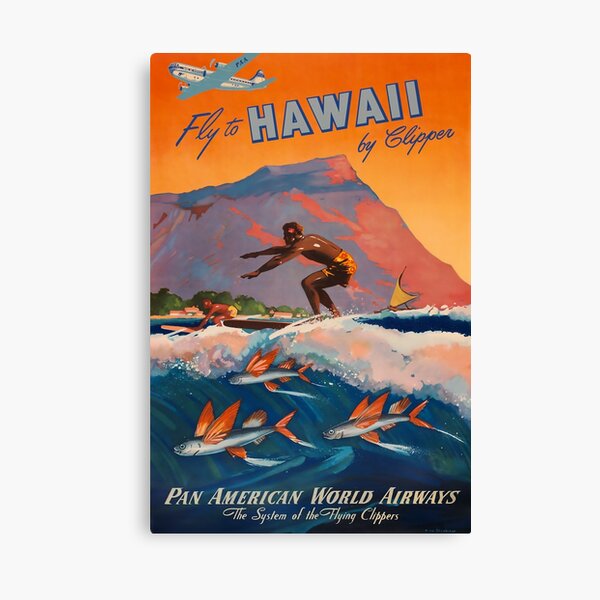 Item preview, Fly to Hawaii vintage travel poster designed and sold by stickart-marek.