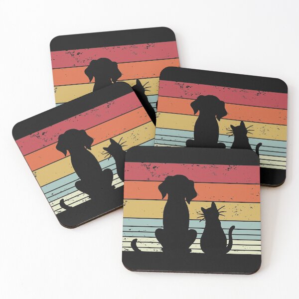 Item preview, Retro Cat & Dog Distressed rainbow Pet lover design designed and sold by shantiru.