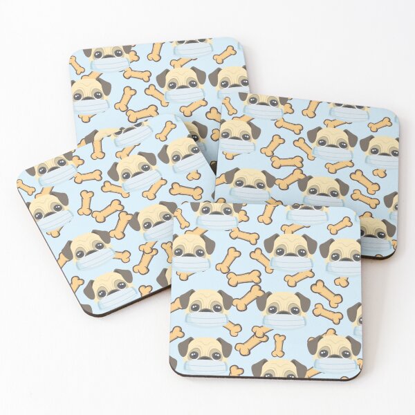 Item preview, Cute Pugs Wearing Masks Pattern With Bones Graphic illustrations   designed and sold by MerchSpot.
