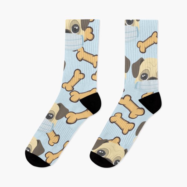 Item preview, Cute Pugs Wearing Masks Pattern With Bones Graphic illustrations   designed and sold by MerchSpot.