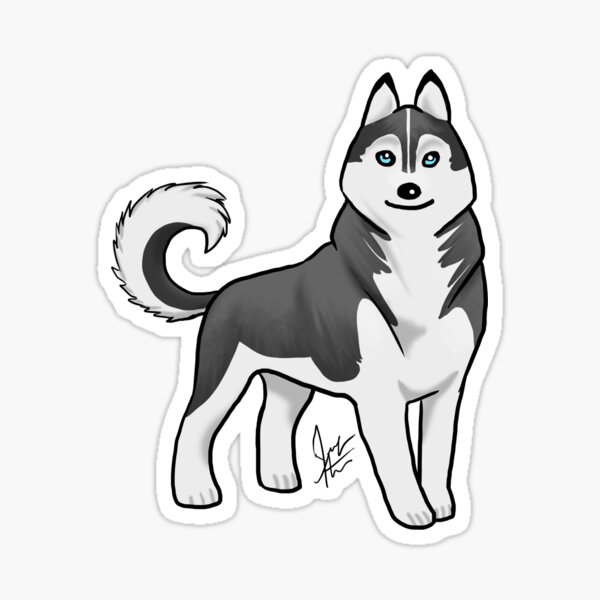 Siberian Husky - Black and White Sticker