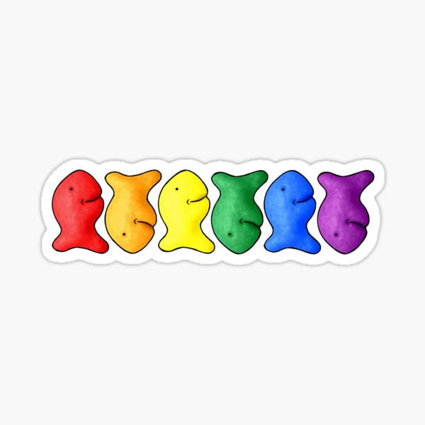 Gay Pride Flag but with Goldfish Crackers Sticker