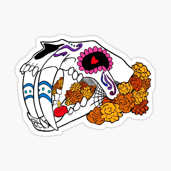 Sabertooth Sugar Skull Sticker