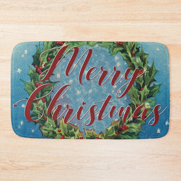 Item preview, Merry Christmas - vintage holly wreath and greeting designed and sold by LittleBettyMakes.