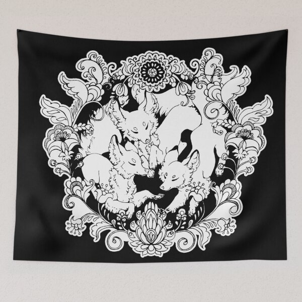 Item preview, Folk Foxes - Black and White designed and sold by Kellie Lamphere.